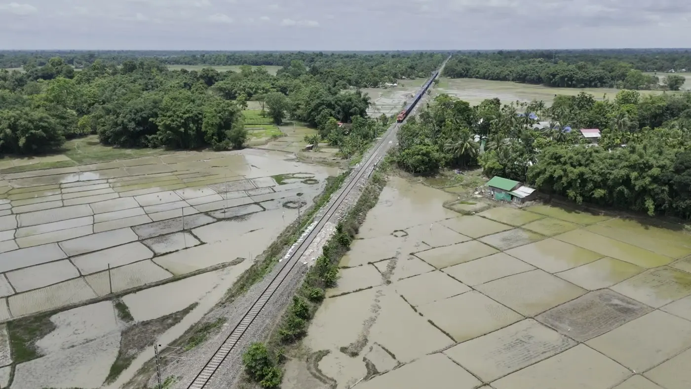 Humrahi volunteers walking a flood-affected stretch in Sivasagar during the August 2026 field visit