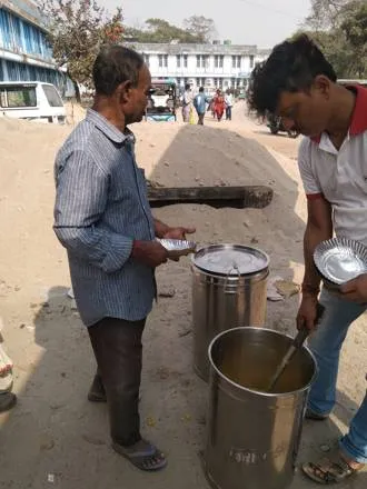 Steel pots, warm food