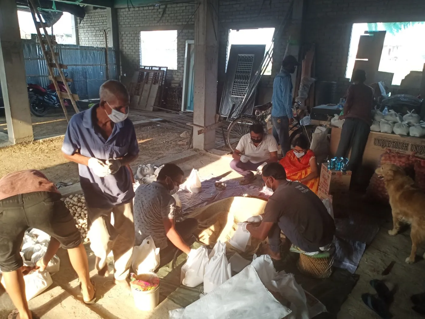 Volunteers packing relief rations during the 2020 lockdown